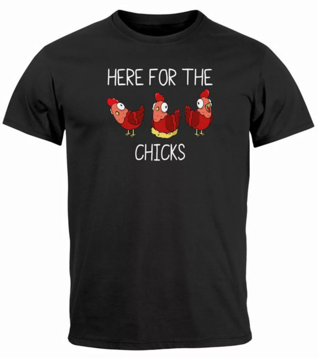 MoonWorks Print-Shirt Herren T-Shirt Here for the Chicks Partyshirt Mallorc günstig online kaufen