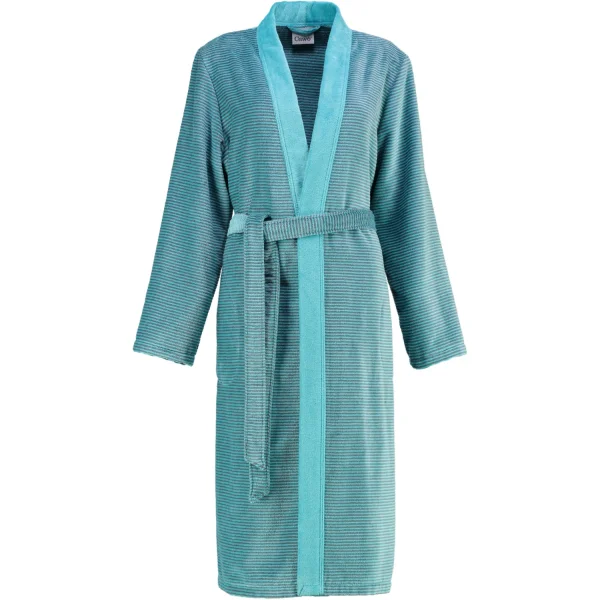 Cawö - Damen Bademantel Two-Tone Kimono 6431- Farbe: türkis - 47 - L günstig online kaufen