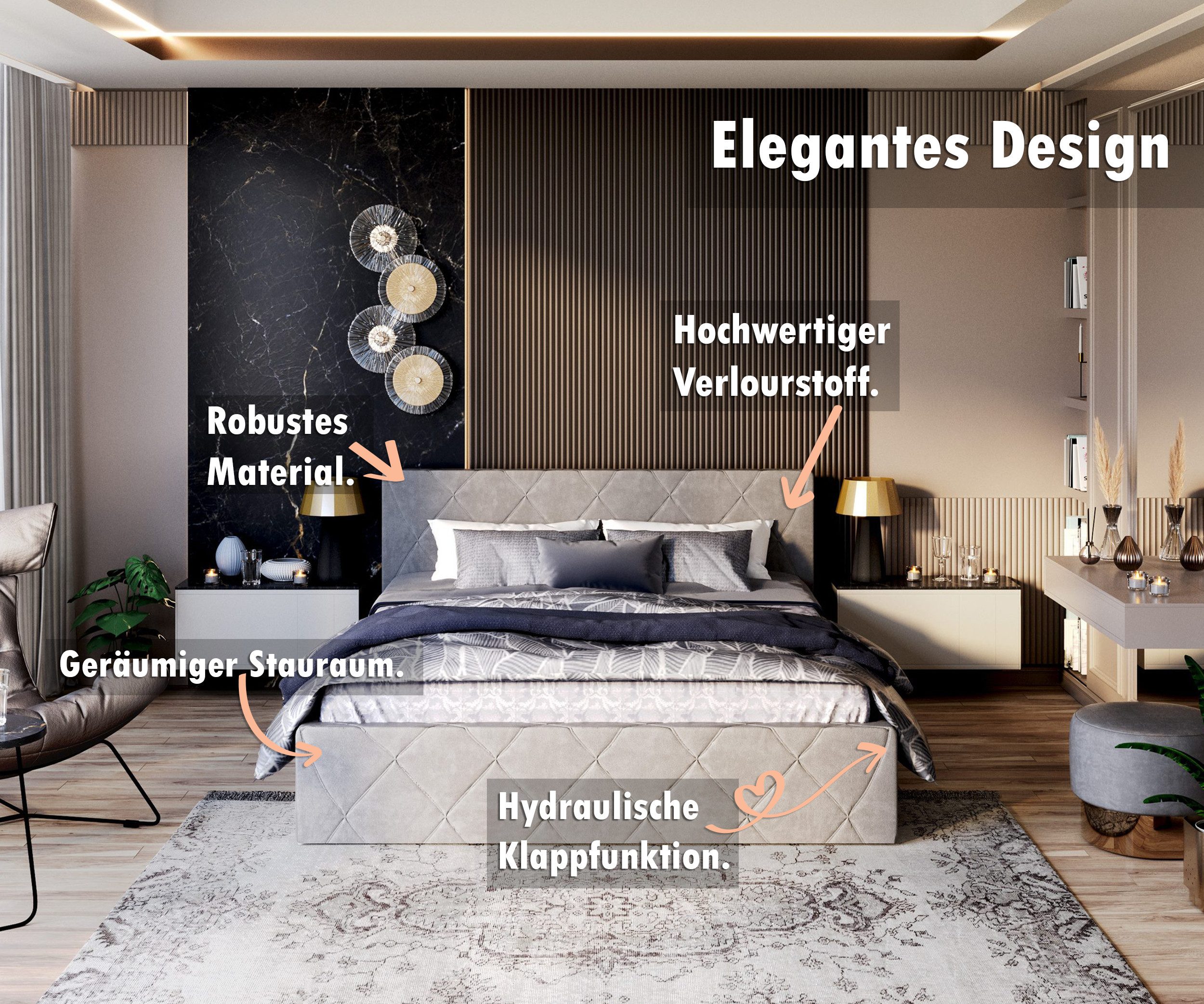 FDM Polsterbett Bettrahmen Bettgestell 90x200, 120x200, günstig online kaufen