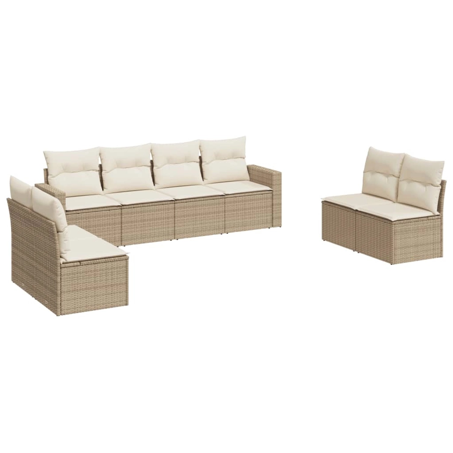 vidaXL 8-Tlg Garten-Sofagarnitur mit Kissen Beige Poly Rattan 3218838 günstig online kaufen