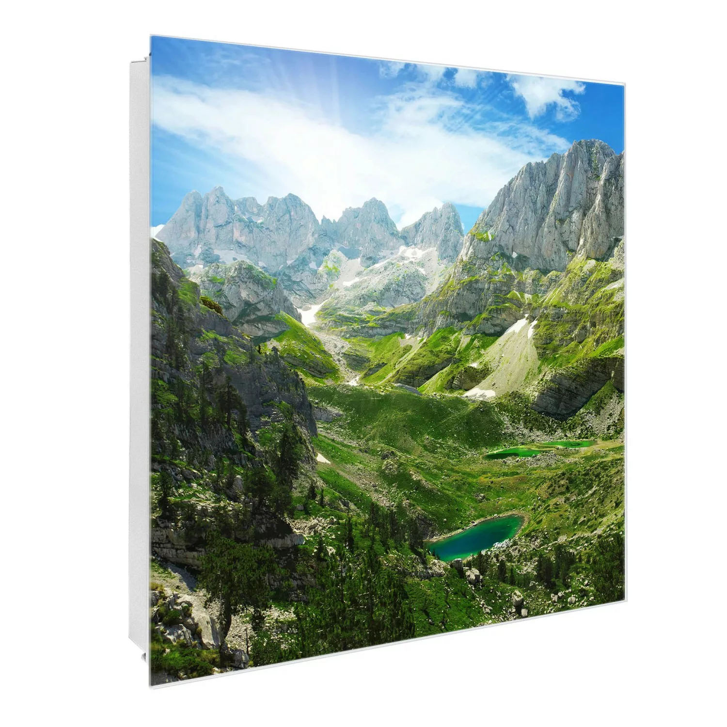 Banjado Großer Schlüsselkasten Glas 30x30cm Weiß Scharnier Links 50 Haken B günstig online kaufen