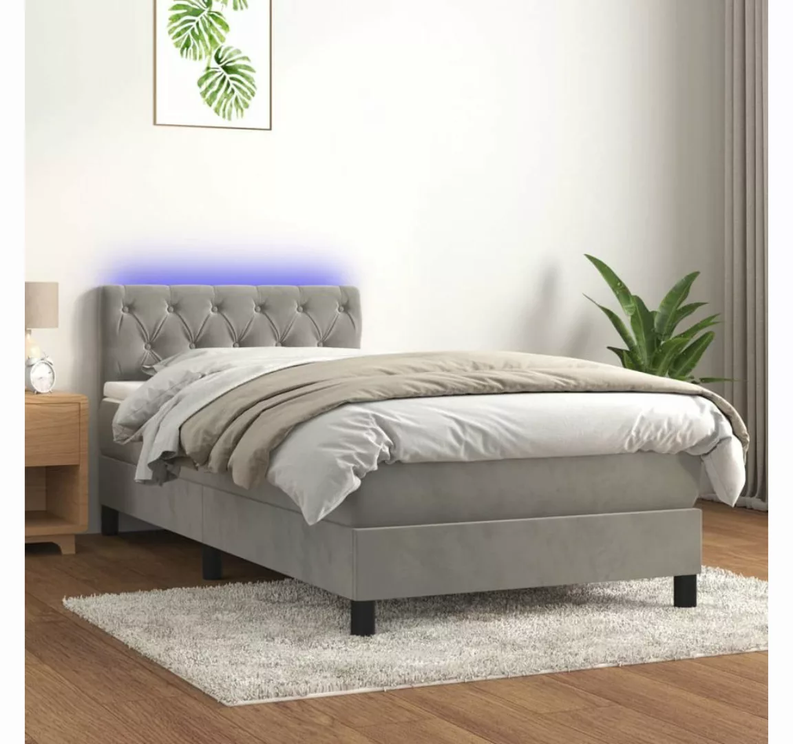 vidaXL Boxspringbett Bett Boxspringbett mit Matratze & LED Samt (80 x 200 c günstig online kaufen