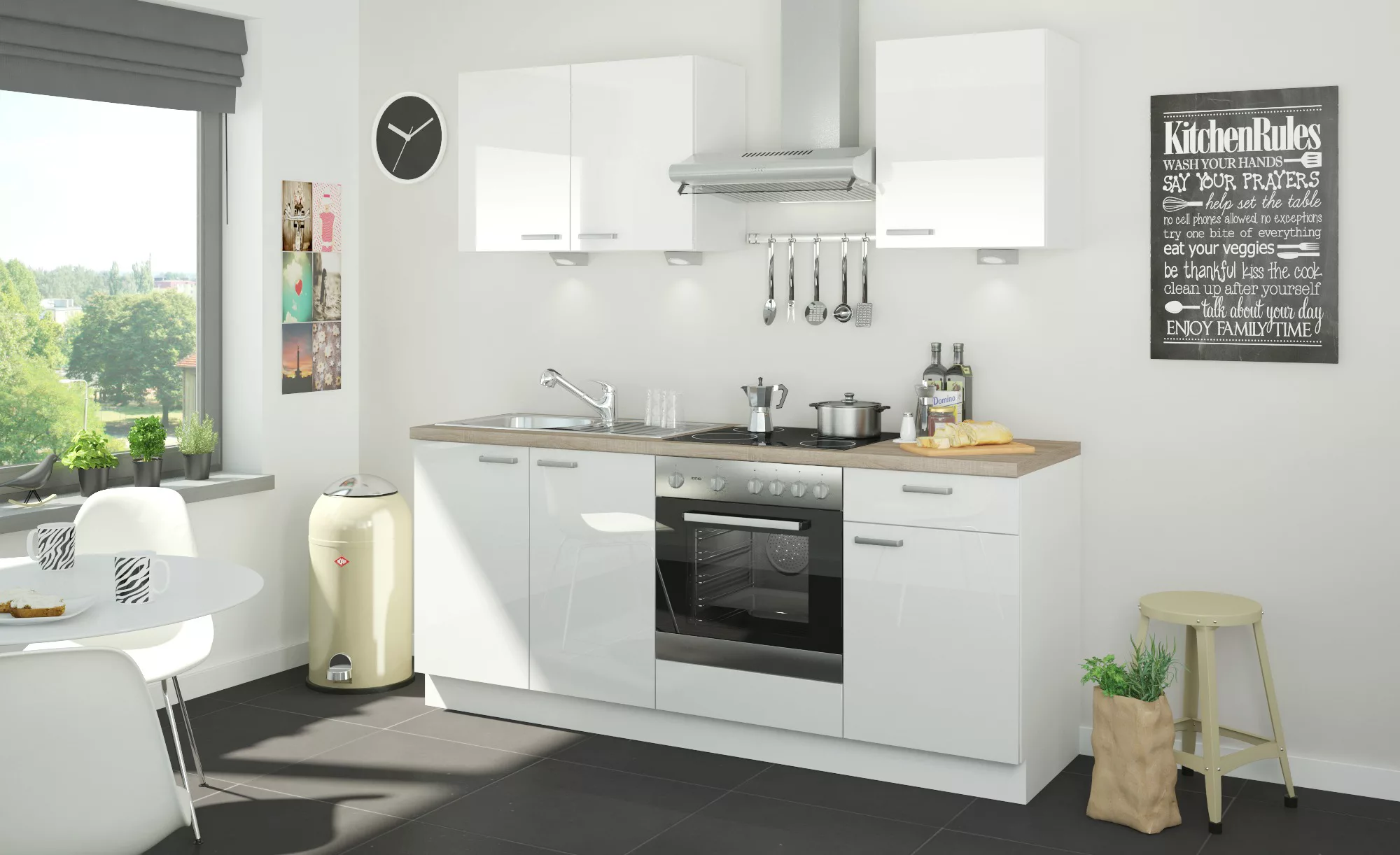 Küchenzeile mit Elektrogeräten  Binz ¦ weiß ¦ Maße (cm): B: 200 Küchen-onli günstig online kaufen
