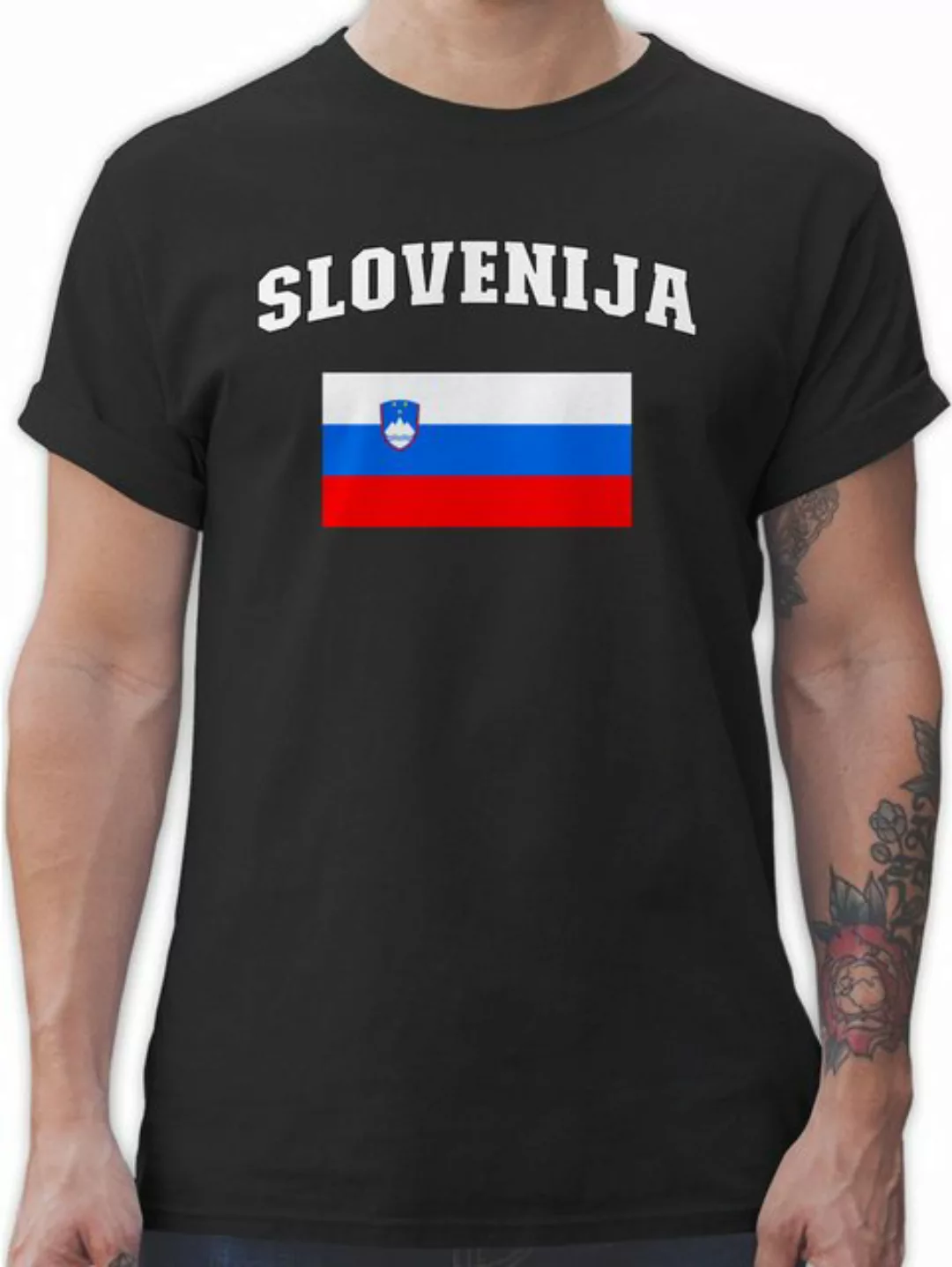 Shirtracer T-Shirt Slovenija Schriftzug mit Flagge, Slowenien, Slovenia 202 günstig online kaufen
