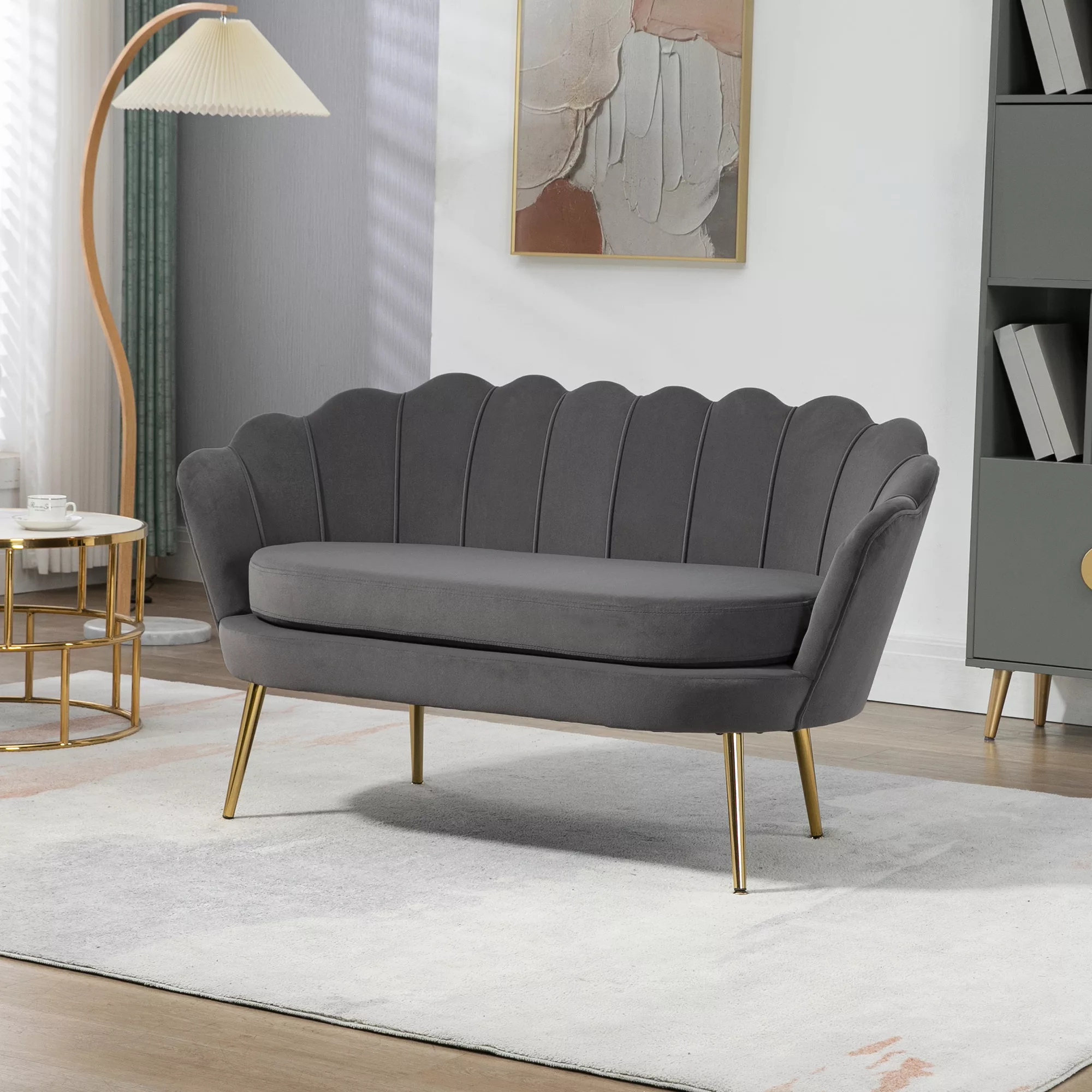 HOMCOM 2-Sitzer Stoffsofa, 133 x 63 x 75 cm, Loungesofa mit weichen großzüg günstig online kaufen