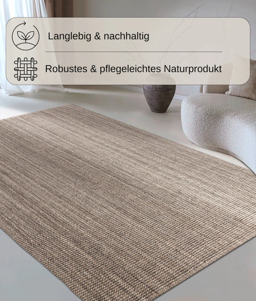 my home Teppich Avot Juteteppich, rechteckig, günstig online kaufen