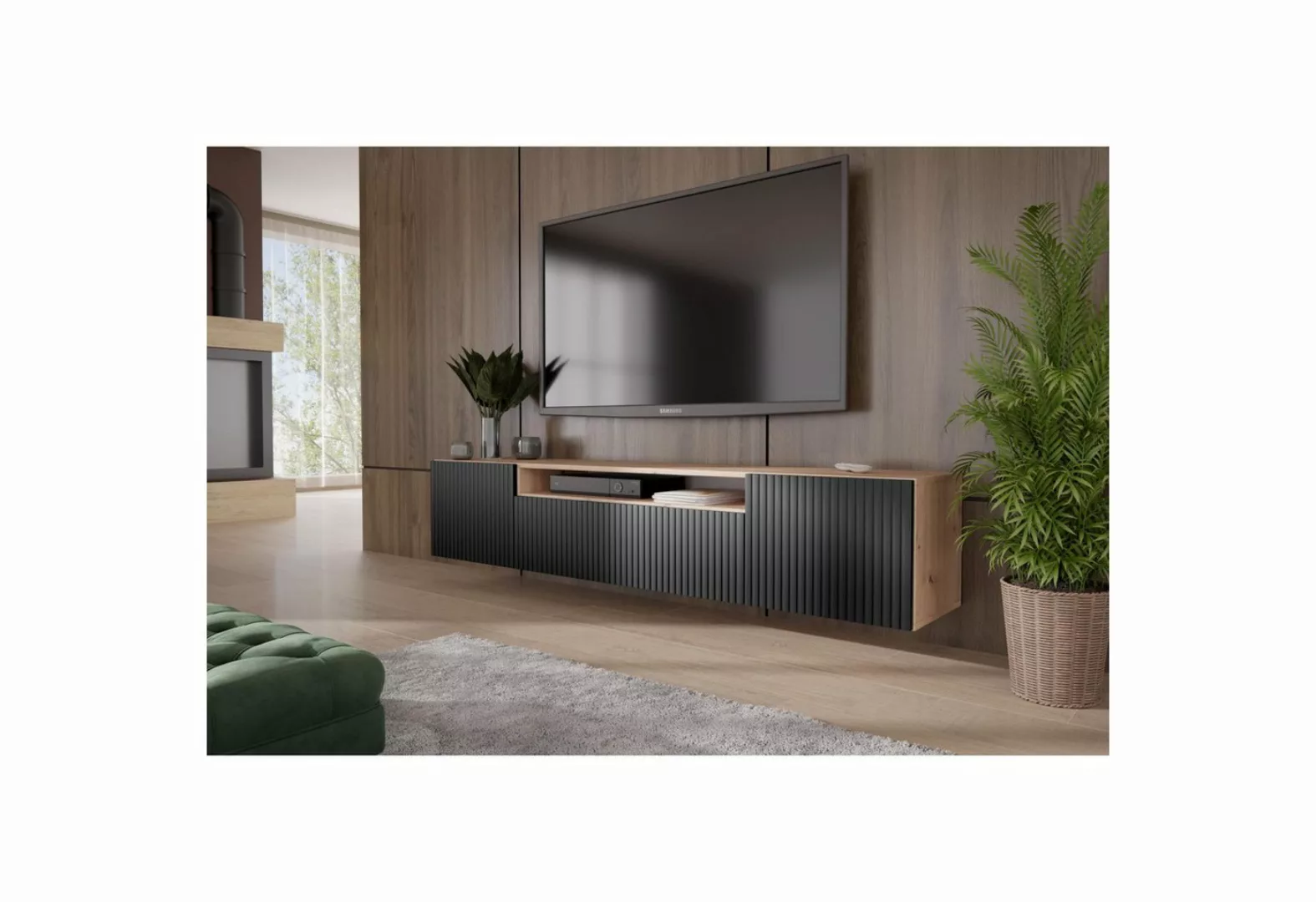 Beautysofa TV-Schrank Rio (Scharniertüren mit Push-To-Open Funktion, gefräs günstig online kaufen