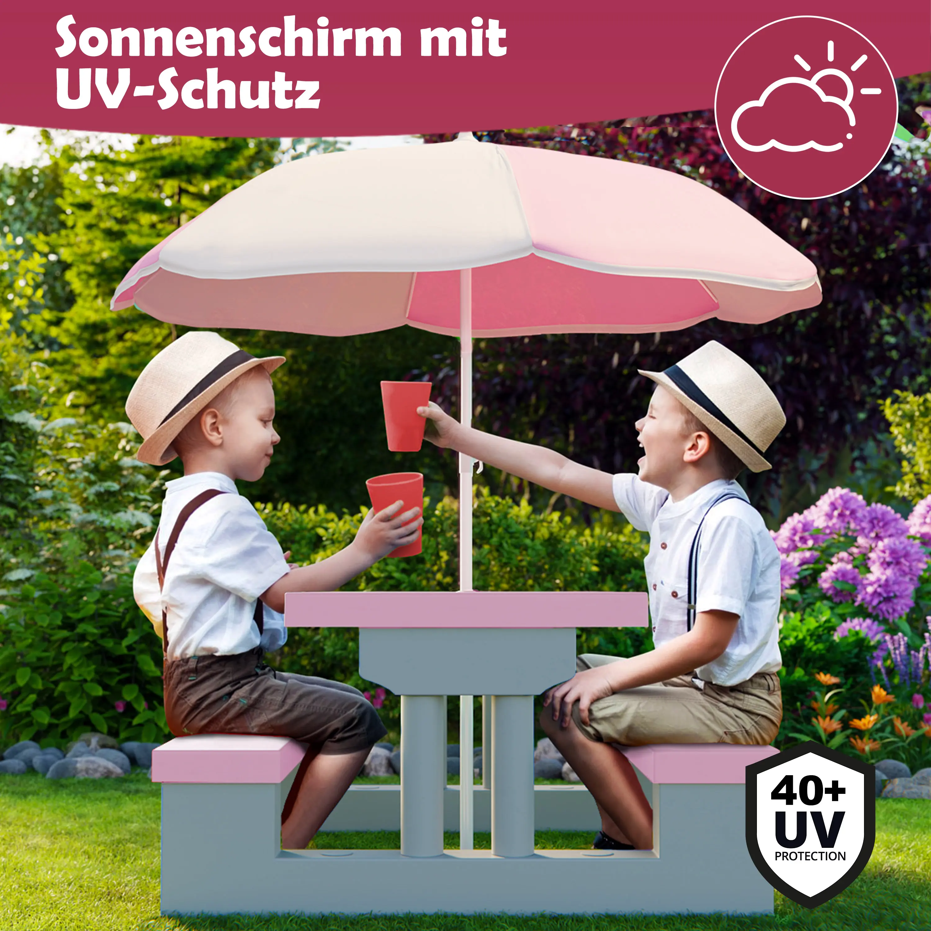 Kindersitzgruppe Pink mit Sonnenschirm günstig online kaufen