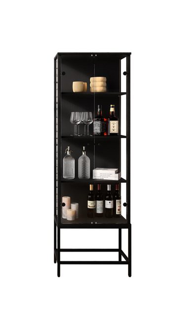 freiraum Vitrine STEP 4 Fächer, 2 Türen, 3 Böden, Schwarz - 57,4x176,1x32,7 günstig online kaufen