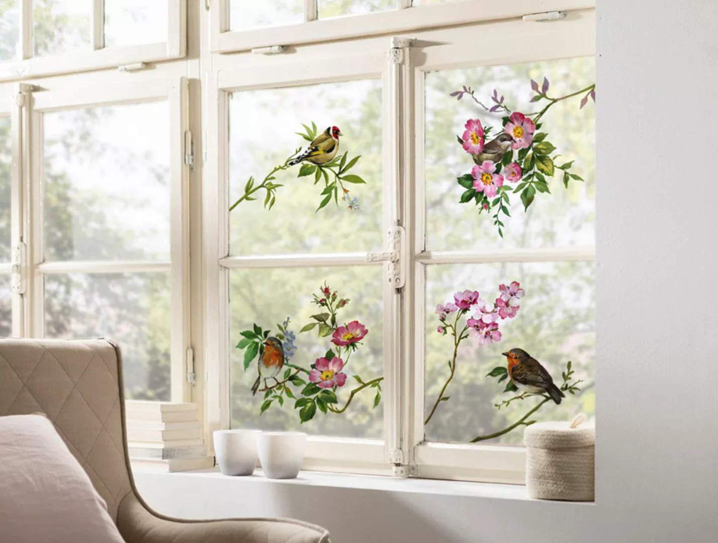 Komar Fenstersticker Spring Fever Vögel Spring Fever B/L: ca. 31x31 cm günstig online kaufen