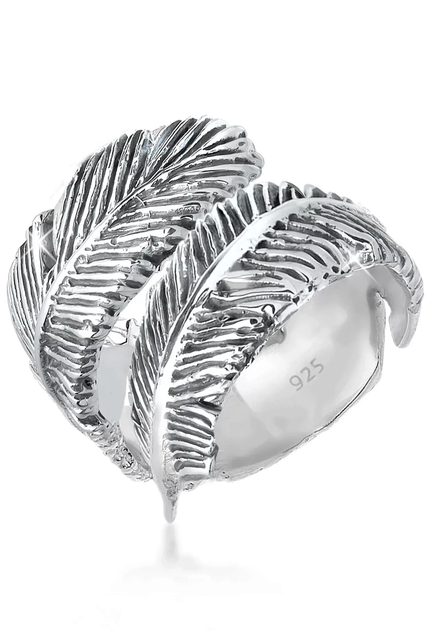 Elli Fingerring "Offen mit Feder Design 925 Silber" günstig online kaufen