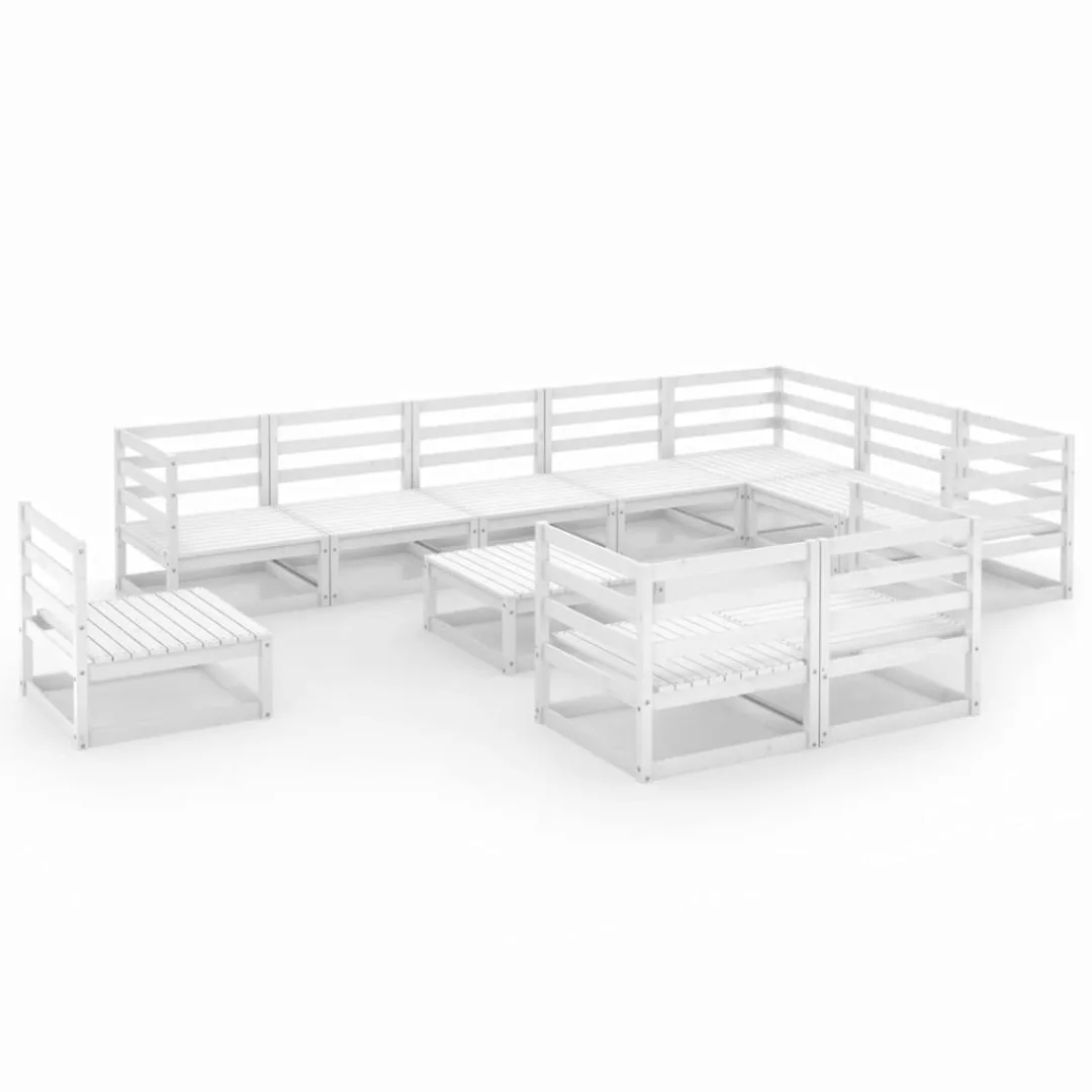 11-tlg. Garten-lounge-set Weiß Kiefer Massivholz günstig online kaufen