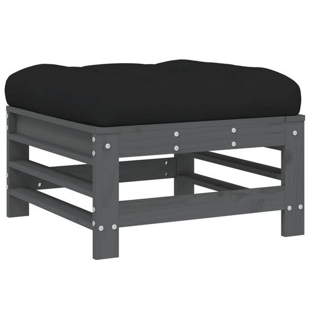 vidaXL Sofaelement Gartenhocker mit Kissen Grau Massivholz Kiefer (1 St) günstig online kaufen