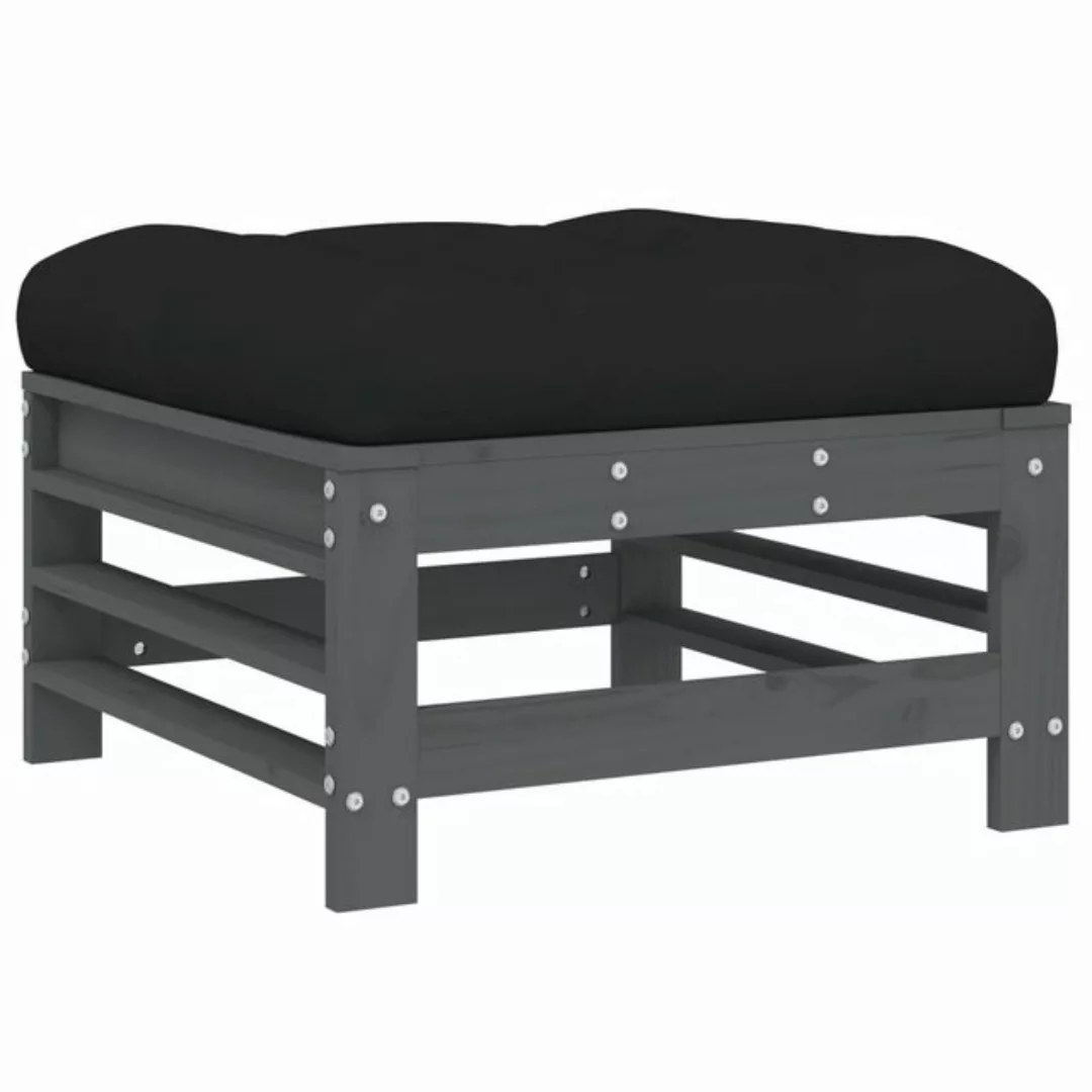 vidaXL Sofaelement Gartenhocker mit Kissen Grau Massivholz Kiefer (1 St) günstig online kaufen