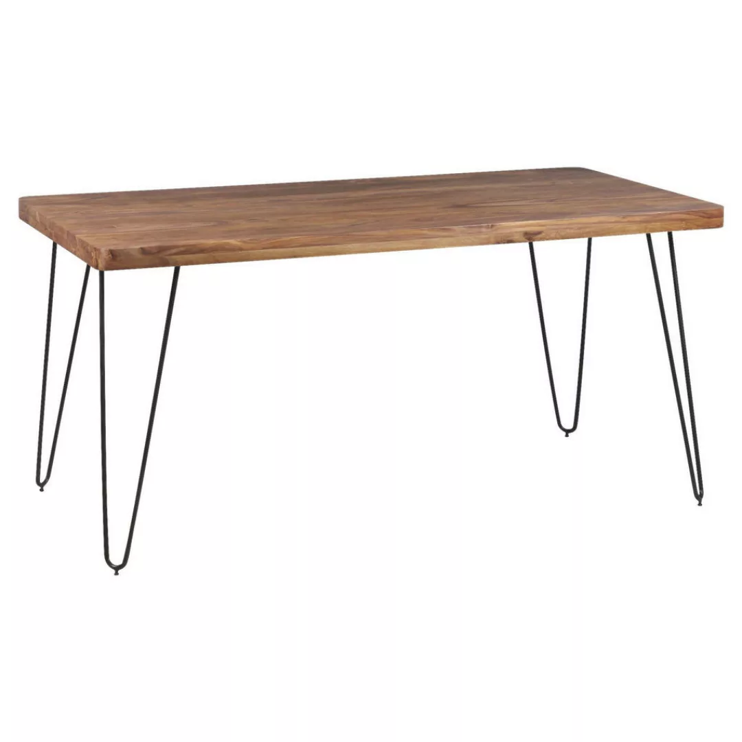 Esstisch BAGLI Massivholz Sheesham 120 cm Esszimmer-Tisch Holztisch Metallb günstig online kaufen