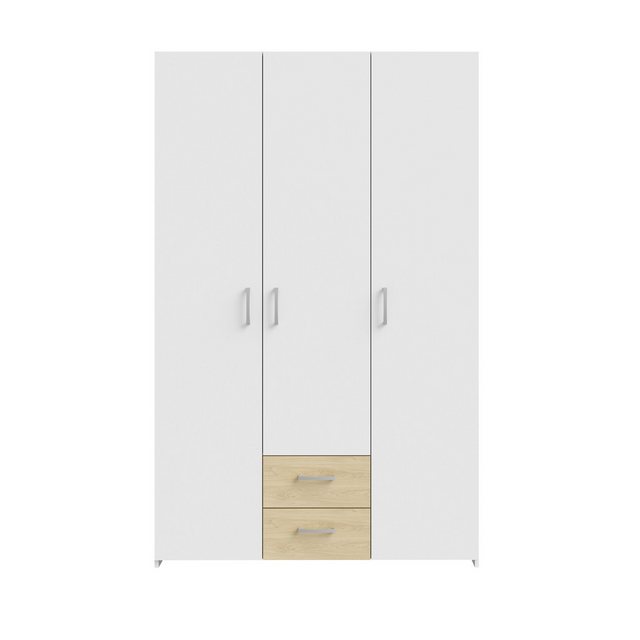 FORTE Drehtürenschrank in Weiss / Puccini Eiche - 119,4x190,5x54,4 (BxHxT) günstig online kaufen