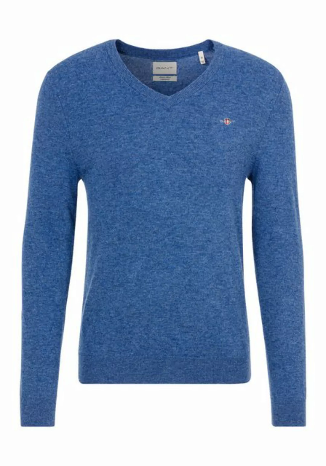 Gant V-Ausschnitt-Pullover EXTRAFINE LAMBSWOOL V-NECK mit Logostickerei günstig online kaufen