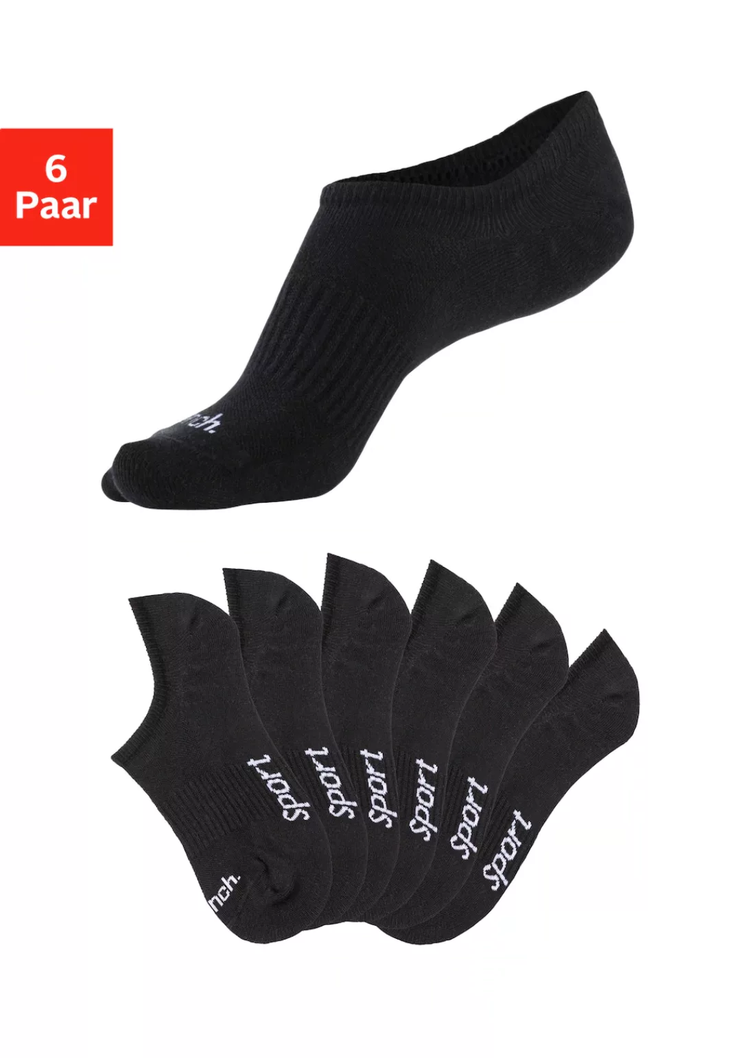 Bench. Sneakersocken "invisible", (Packung, 6 Paar), nicht sichtbar in Snea günstig online kaufen