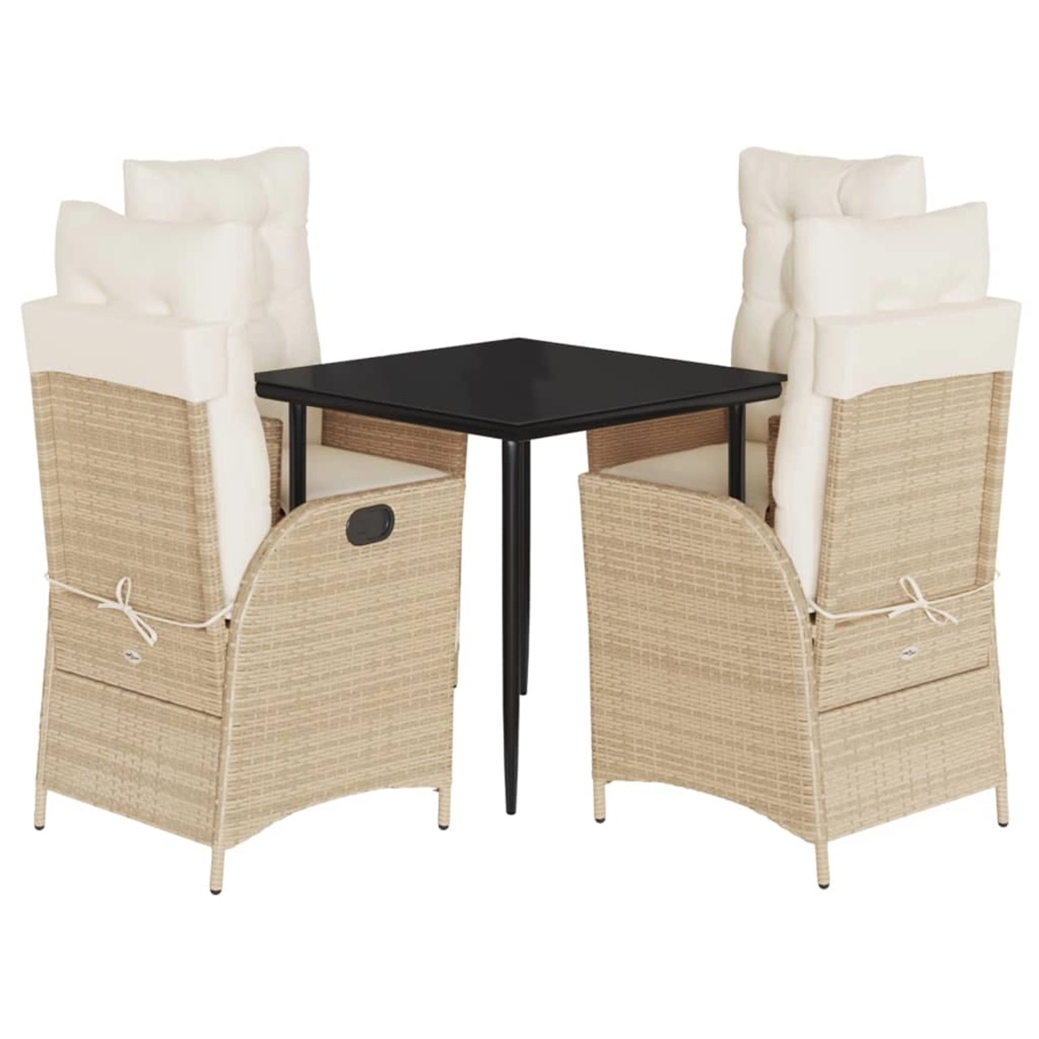 vidaXL 5-Tlg Garten-Essgruppe mit Kissen Beige Poly Rattan 3213435 günstig online kaufen