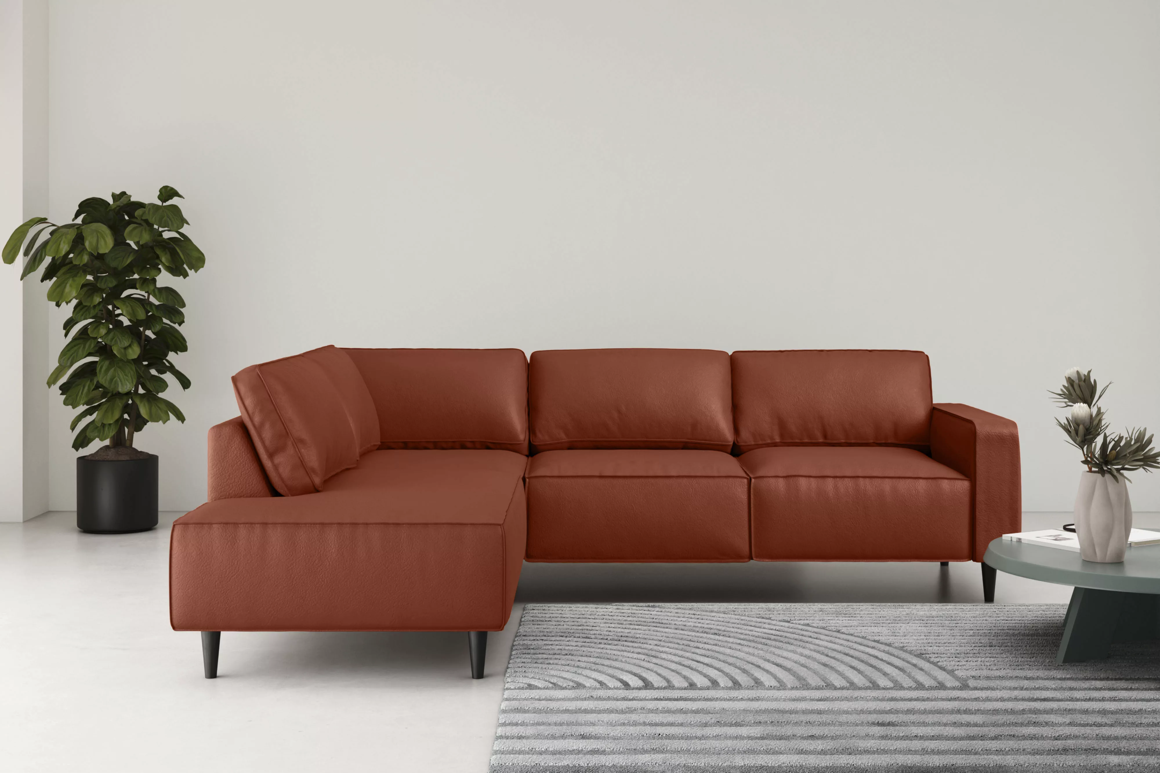 Places of Style Ecksofa "Fumone, Lederoptik oder Soft-Touch Chenille", Brei günstig online kaufen