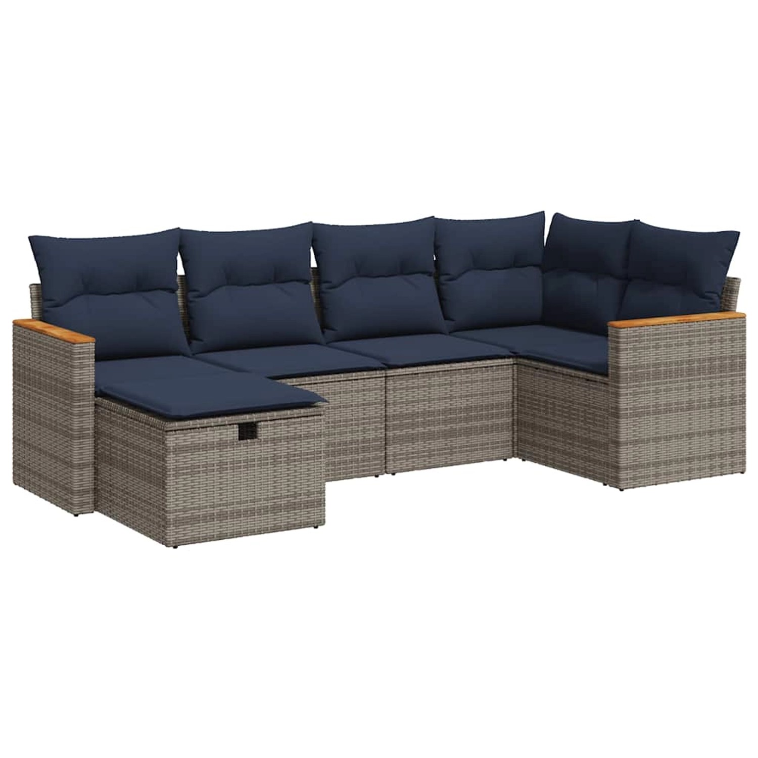 vidaXL 6-Tlg Garten-Sofagarnitur mit Kissen Grau Poly Rattan 3325918 günstig online kaufen