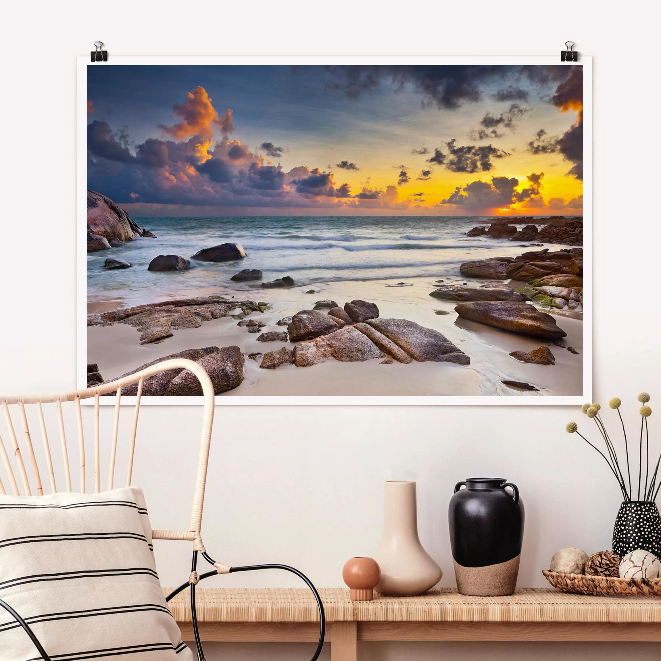 Poster Strand - Querformat Strand Sonnenaufgang in Thailand günstig online kaufen