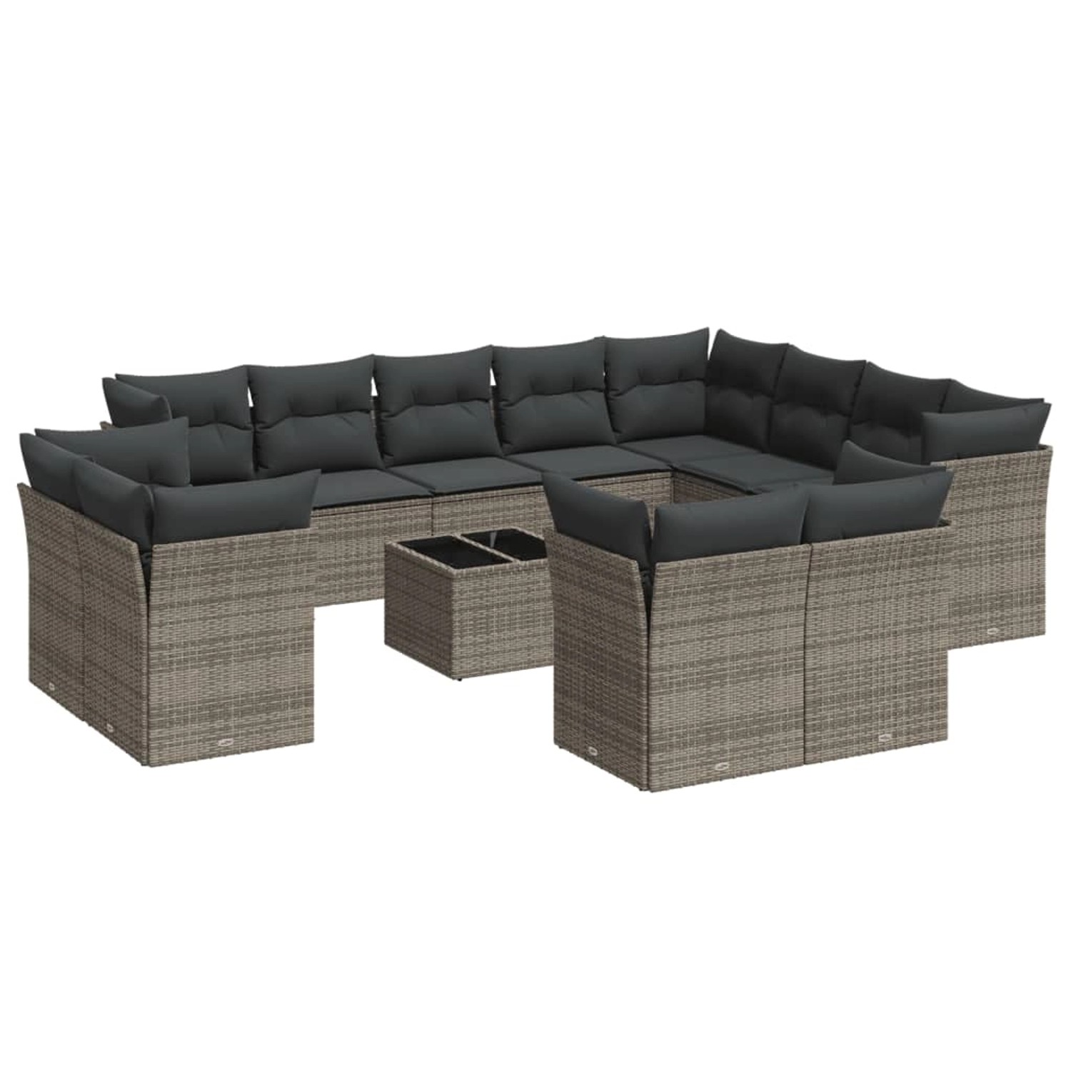 vidaXL 13-Tlg Garten-Sofagarnitur mit Kissen Grau Poly Rattan 3218540 günstig online kaufen