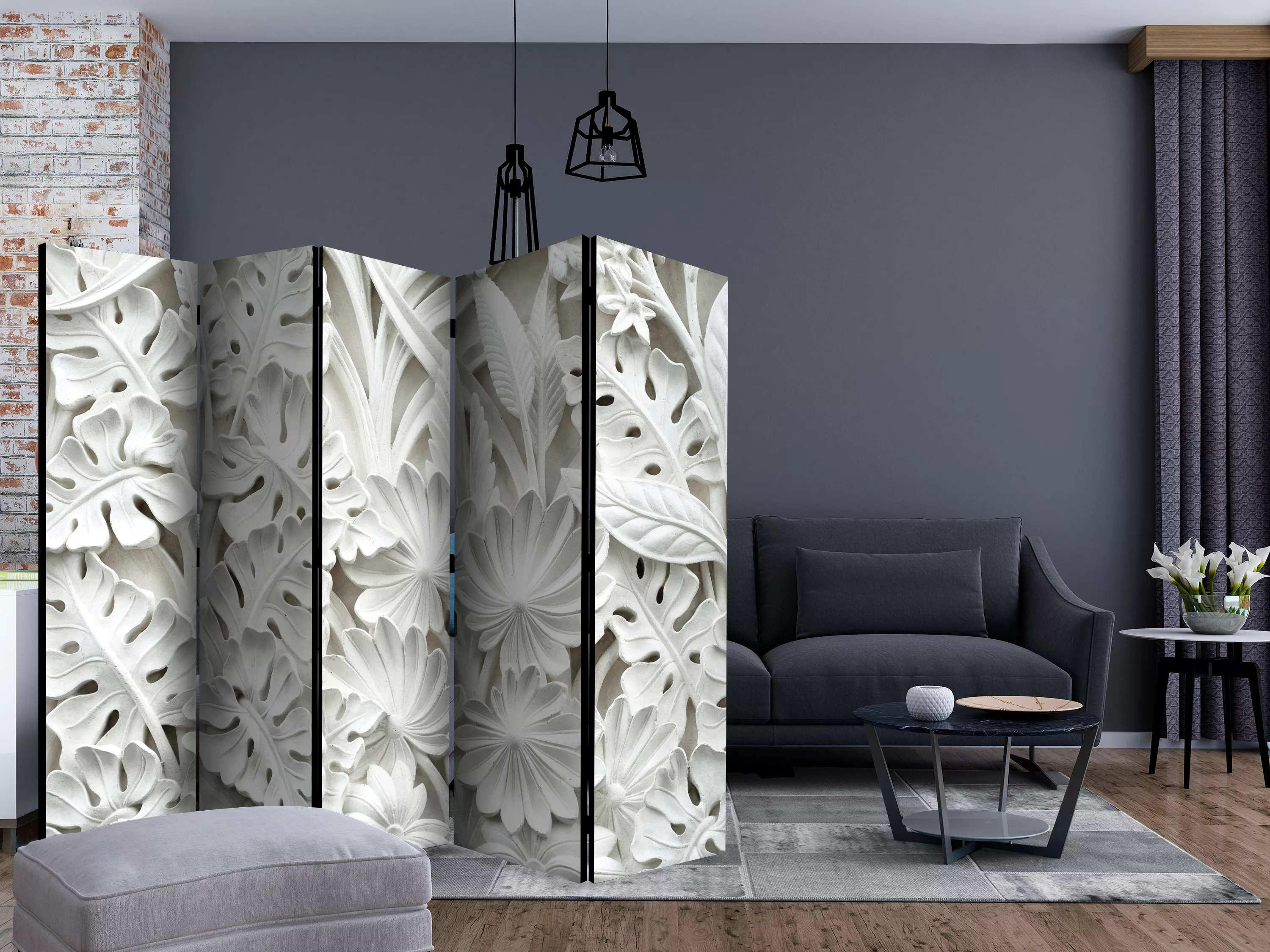 5-teiliges Paravent - Alabaster Garden Ii Ii [room Dividers] günstig online kaufen