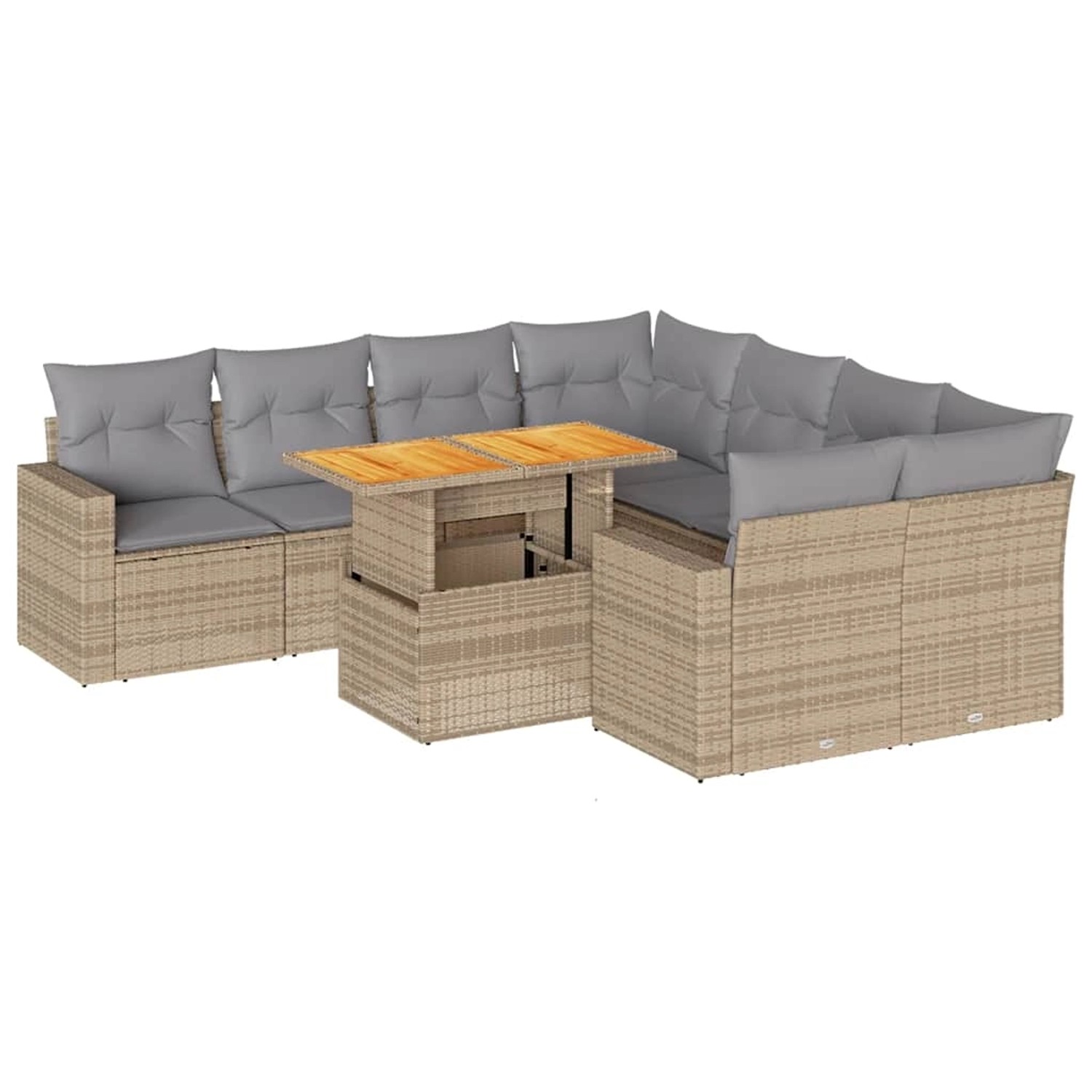 vidaXL 9-Tlg Garten-Sofagarnitur mit Kissen Beige Poly Rattan 3327020 günstig online kaufen