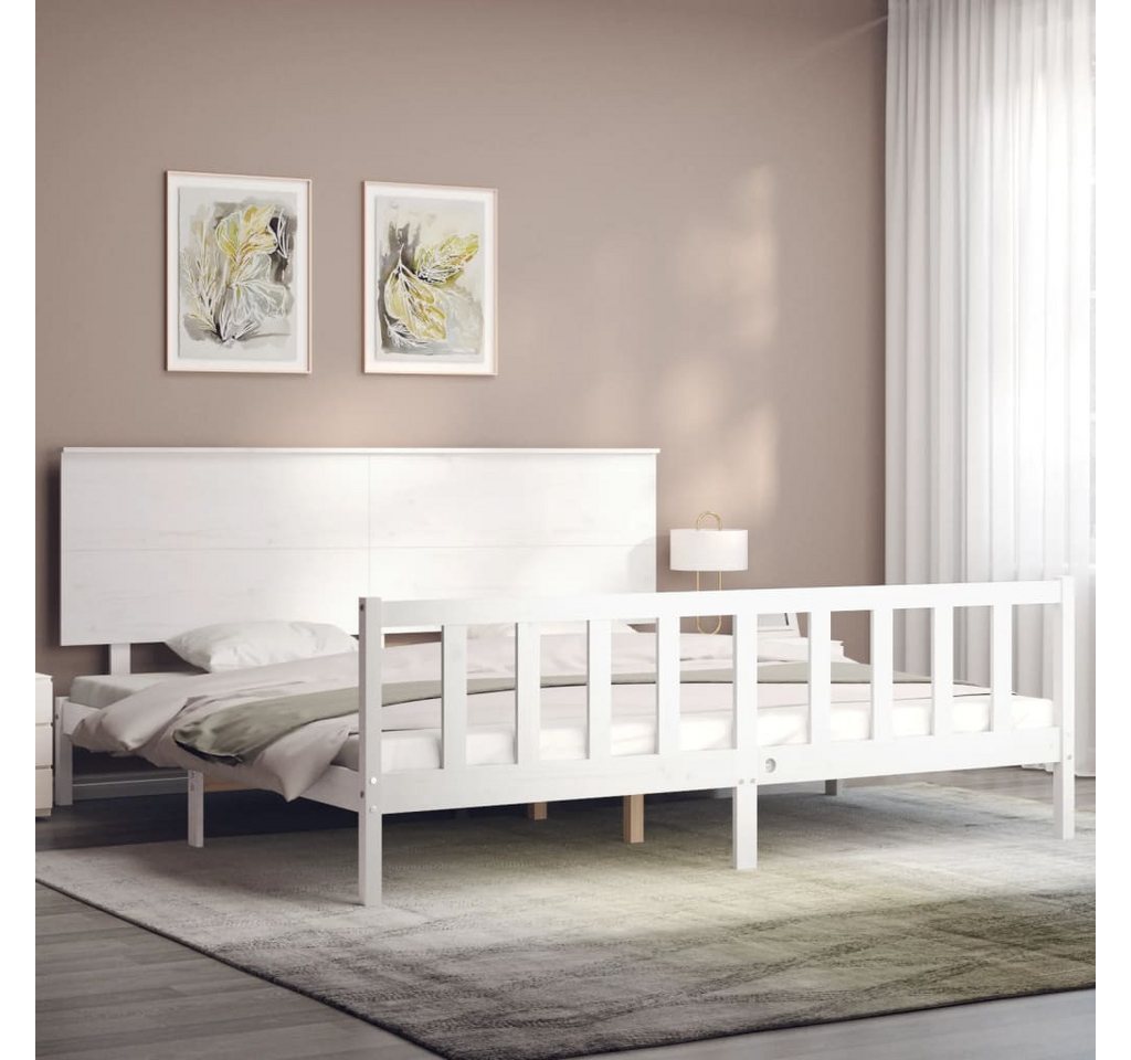 vidaXL Bett Massivholzbett ohne Matratze Weiß 200x200 cm Kiefernholz günstig online kaufen