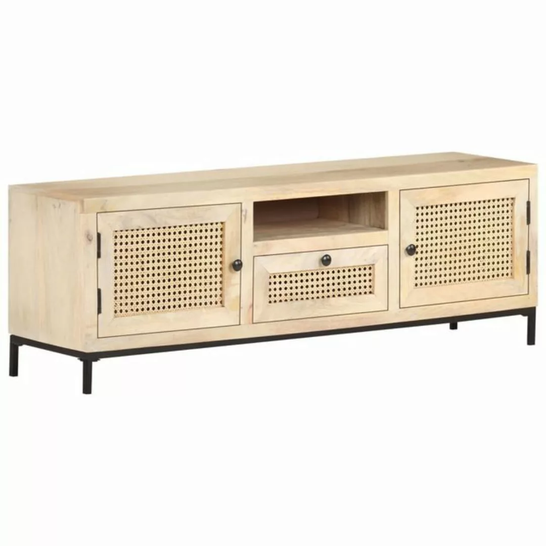 furnicato TV-Schrank 120x30x40 cm Mango Massivholz und Rohrgeflecht günstig online kaufen