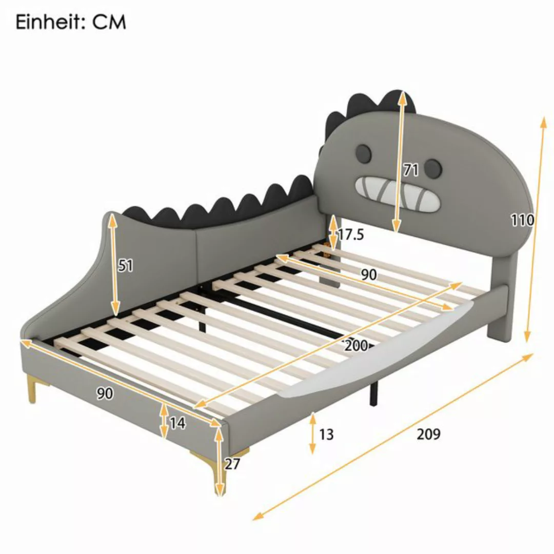 Ulife Kinderbett Polsterbett Einzelbett Flachbett aus PU Material, Kinderzi günstig online kaufen