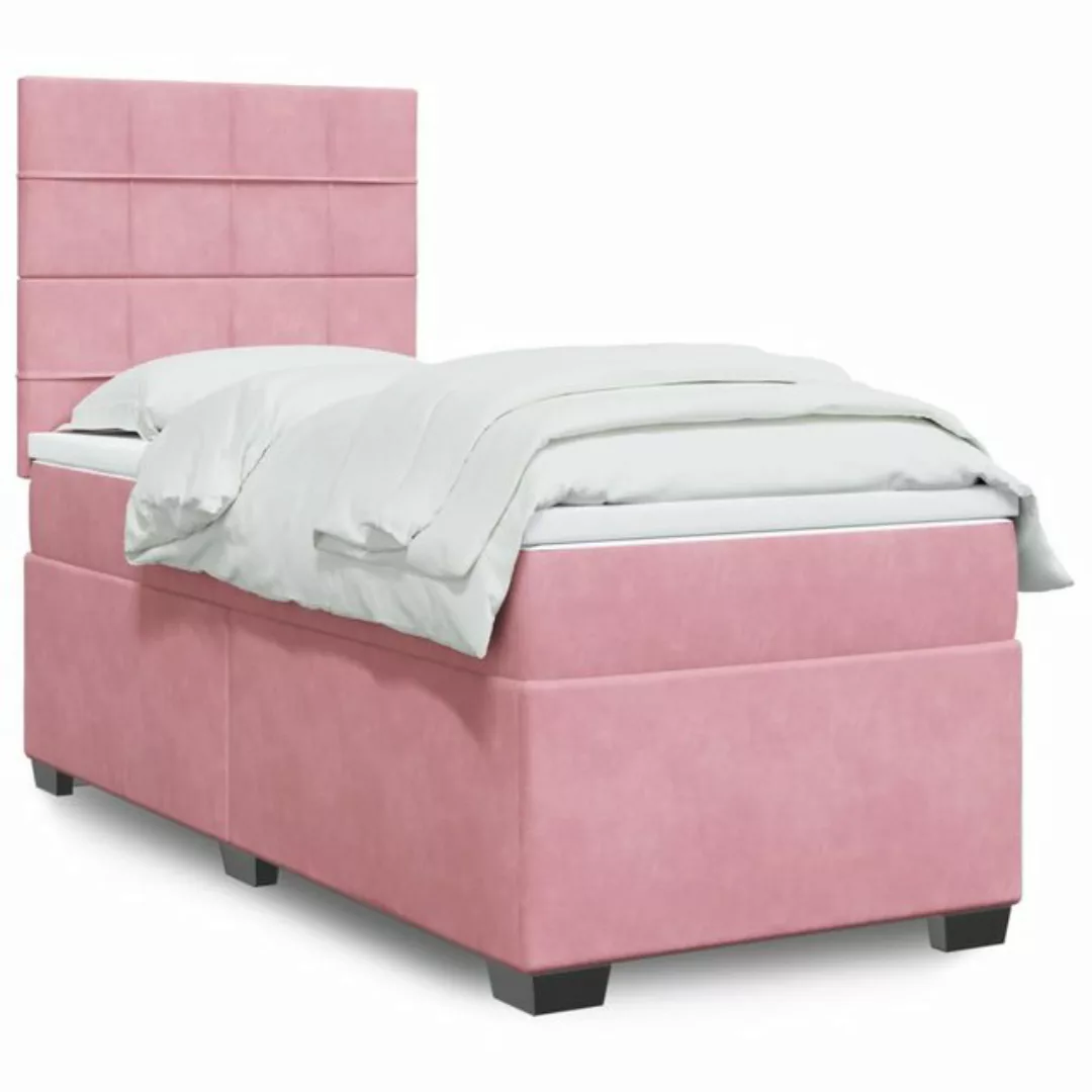 furnicato Bettgestell Boxspringbett mit Matratze Rosa 80x200 cm Samt (1-tlg günstig online kaufen