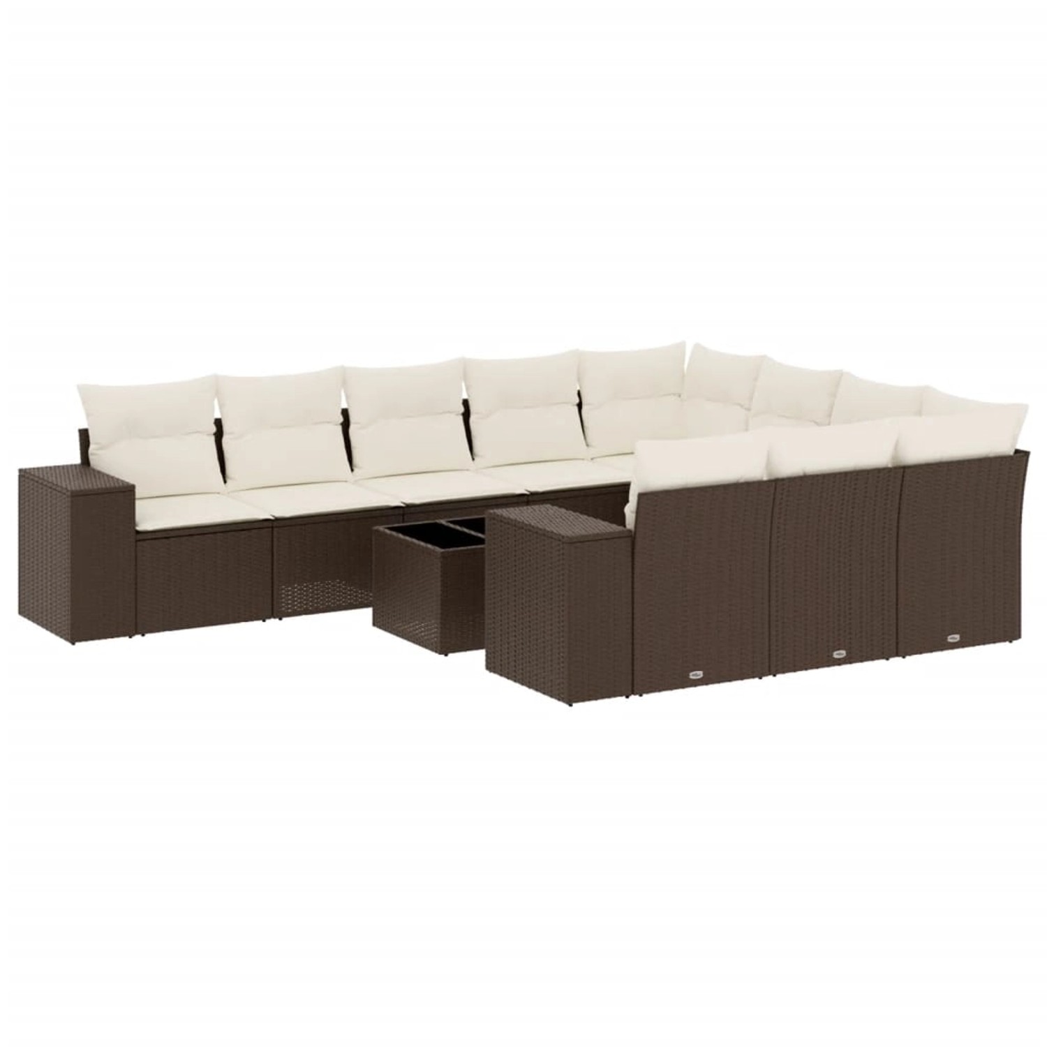 vidaXL 11-Tlg Garten-Sofagarnitur mit Kissen Braun Poly Rattan 3255440 günstig online kaufen