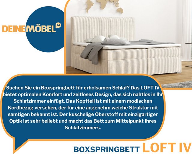 Deine Möbel 24 Boxspringbett LOFT IV Boxspring Komplettbett Polsterbett Bon günstig online kaufen