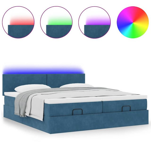 vidaXL Bett, Ottoman-Bett mit Matratzen & LEDs Dunkelblau 160x200 cm Samt günstig online kaufen