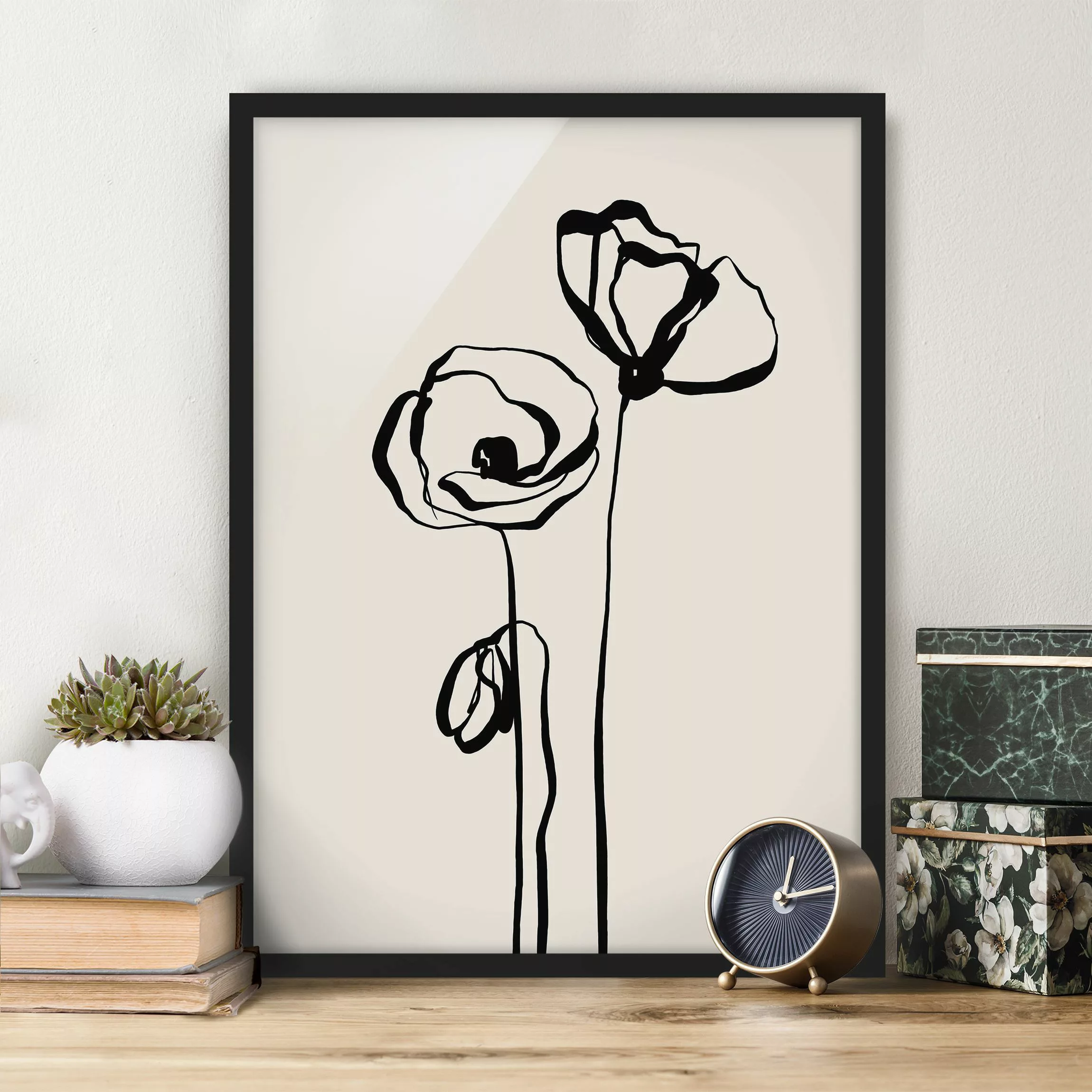 Bild mit Rahmen Mohn Illustration I günstig online kaufen