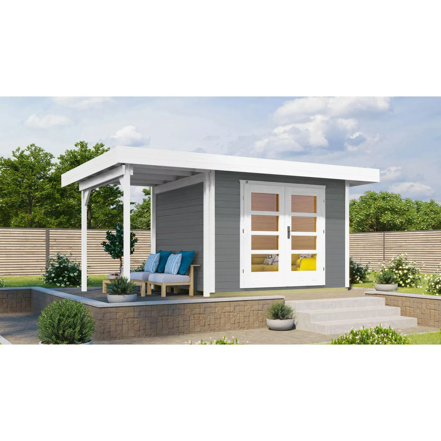 weka Gartenhaus "Designhaus 126 Plus", (Set), mit Anbaudach günstig online kaufen