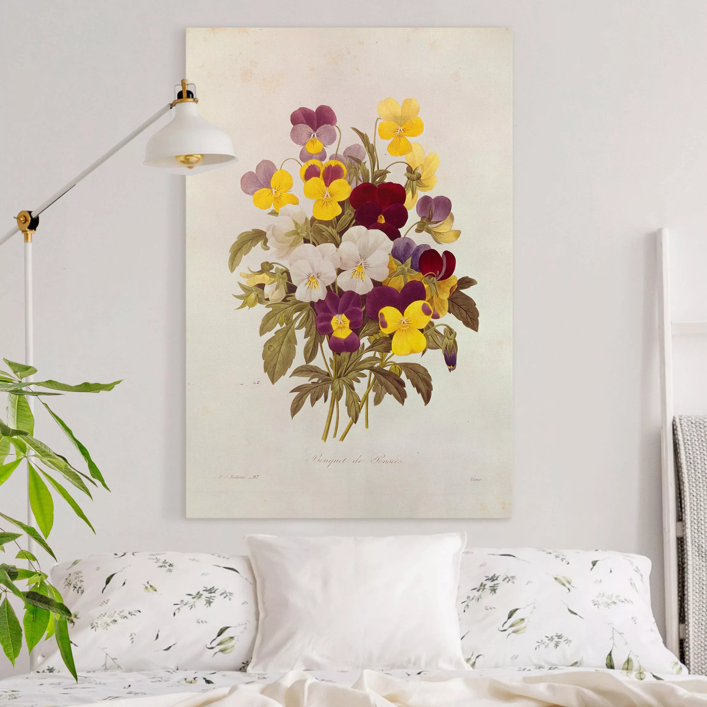 Leinwandbild Blumen - Hochformat Pierre Joseph Redouté - Ein Bund von Stief günstig online kaufen