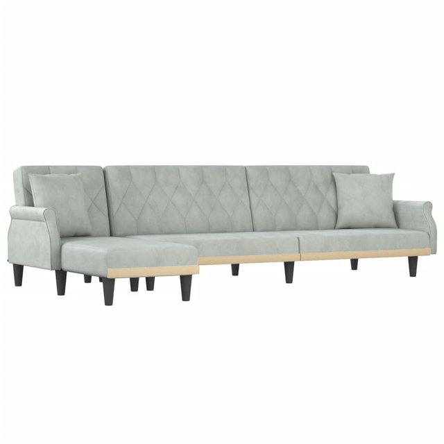 vidaXL Sofa Schlafsofa in L-Form Hellgrau 271x140x70 cm Samt Schlafcouch Ch günstig online kaufen