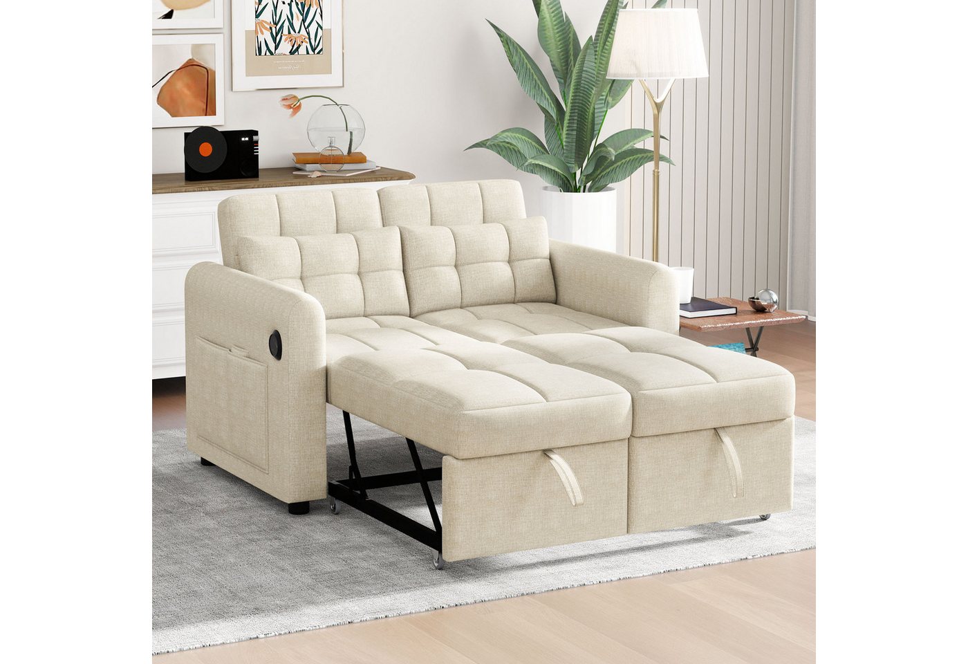 Merax Schlafsofa 3-in-1 Ausziehsofa, Sofa mit Schlaffunktion für Wohnzimmer günstig online kaufen