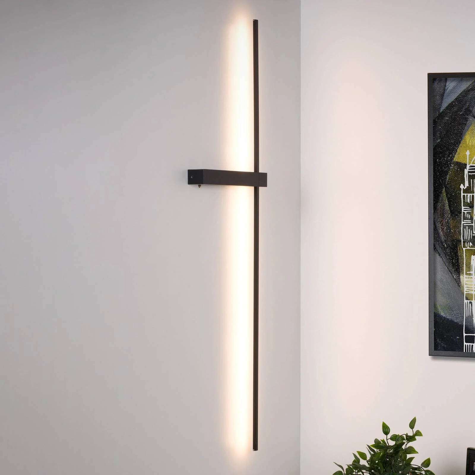 LED-Wandleuchte Segin, Höhe 90 cm, 10W, schwarz, Aluminium günstig online kaufen