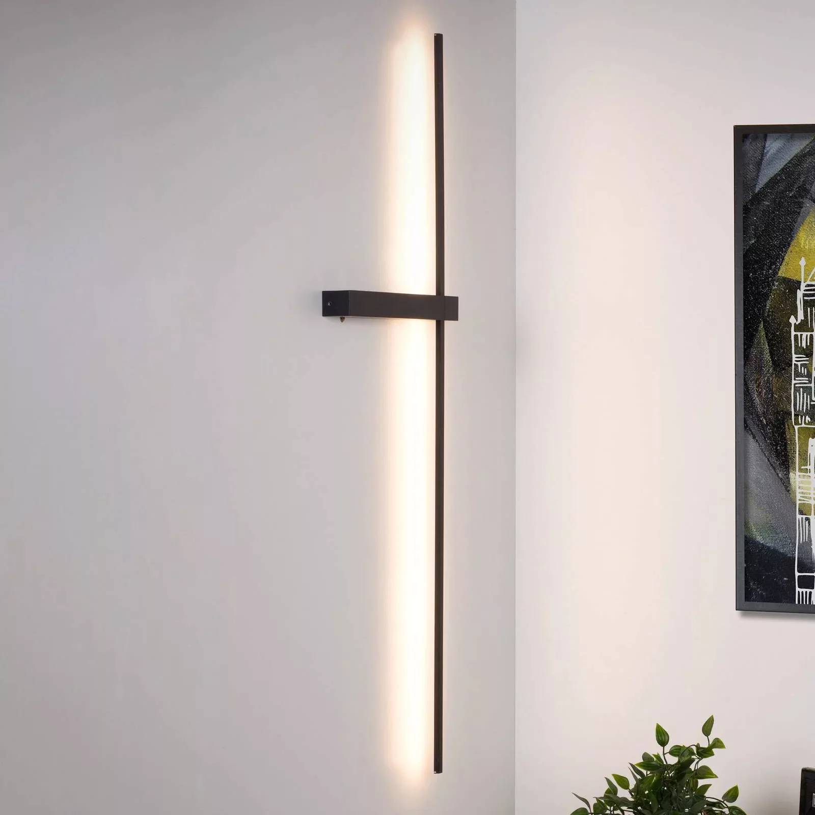 LED-Wandleuchte Segin, Höhe 90 cm, 10W, schwarz, Aluminium günstig online kaufen