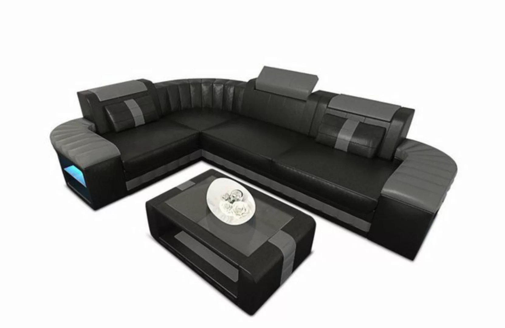 Sofa Dreams Ecksofa Ledersofa Bergamo L Form Mini, Designersofa, Sofa mit B günstig online kaufen