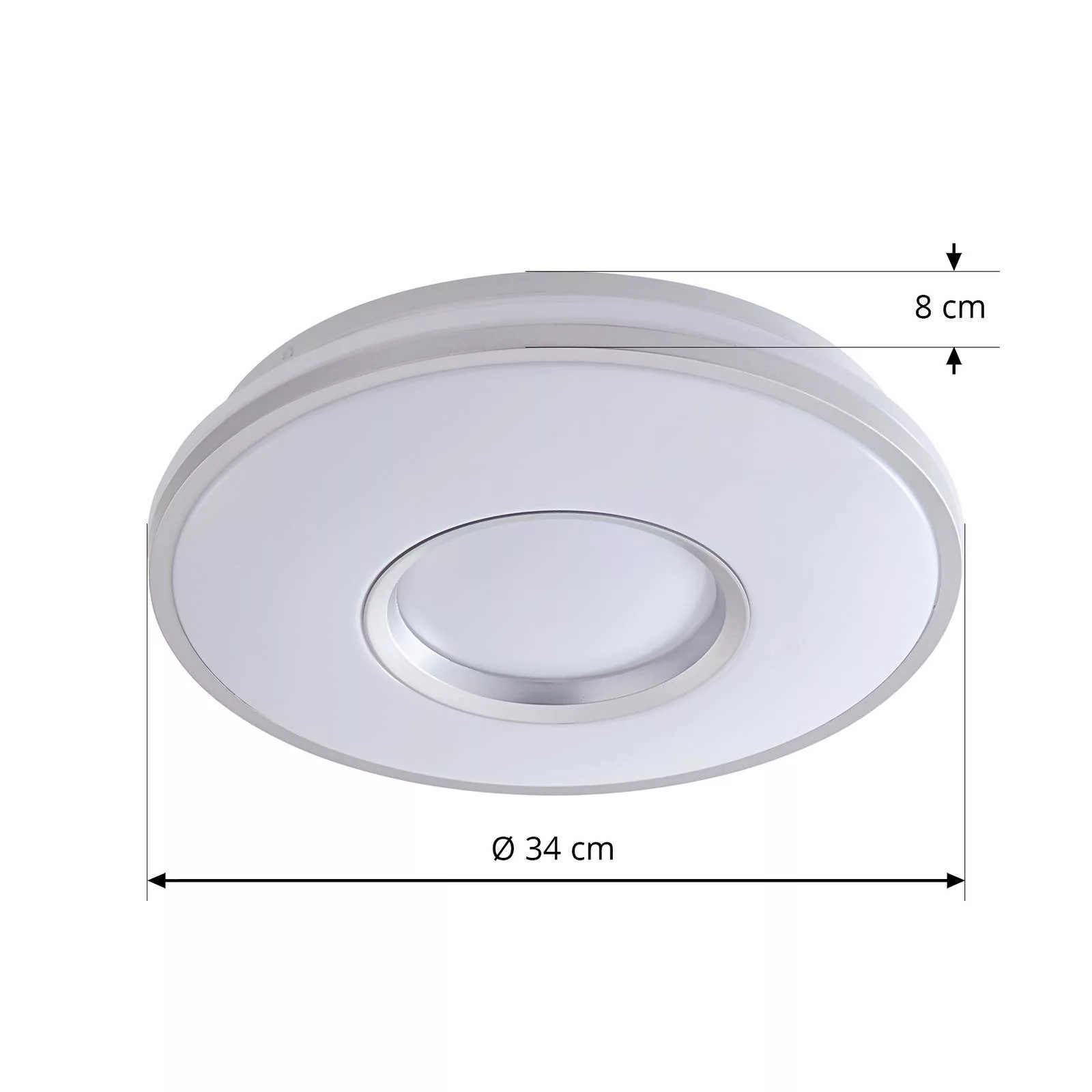 Lindby LED-Deckenlampe Furgo, silber/weiß, Kunststoff, IP44 günstig online kaufen