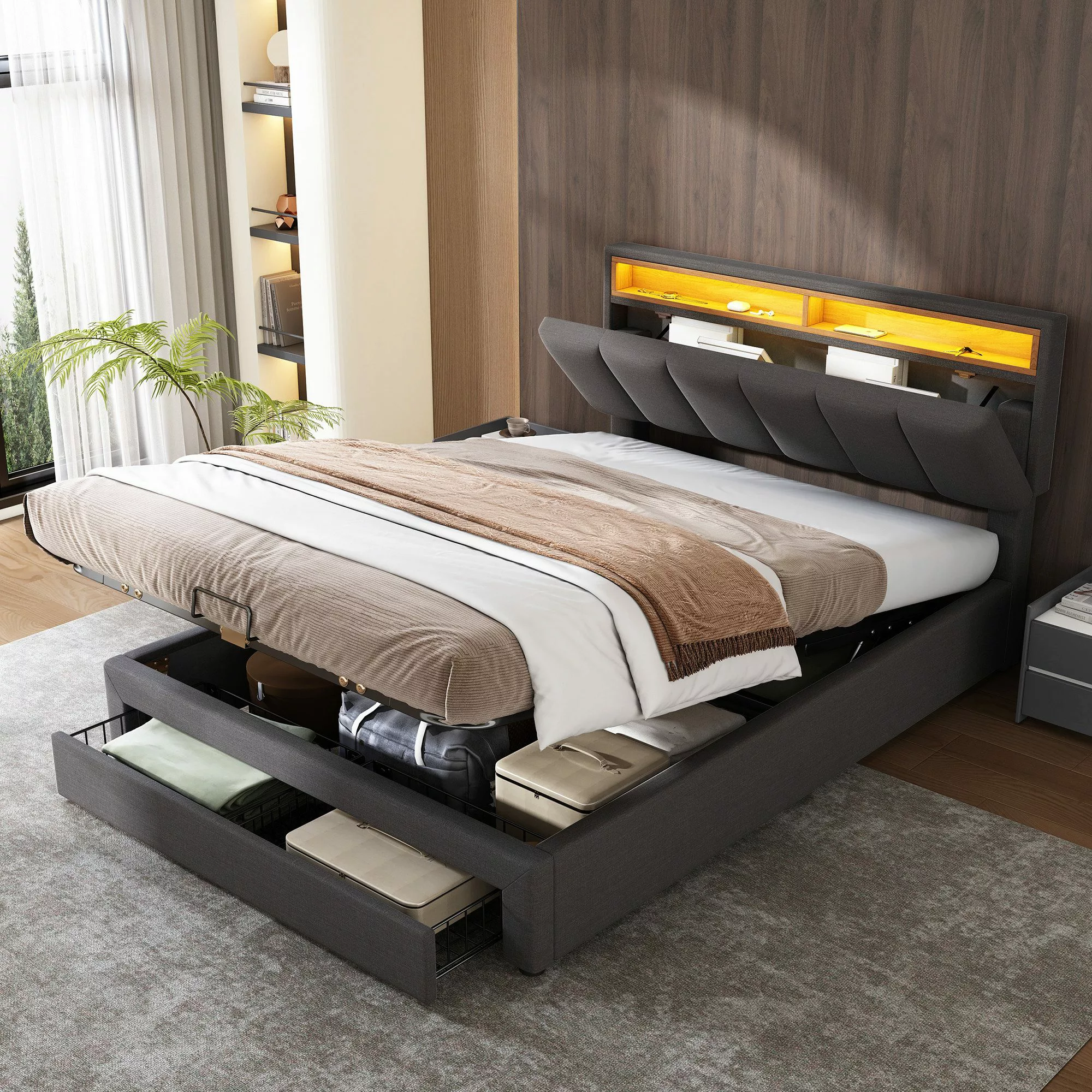 HAUSS SPOLE Polsterbett 140x190cm mit LED-Beleuchtung, günstig online kaufen