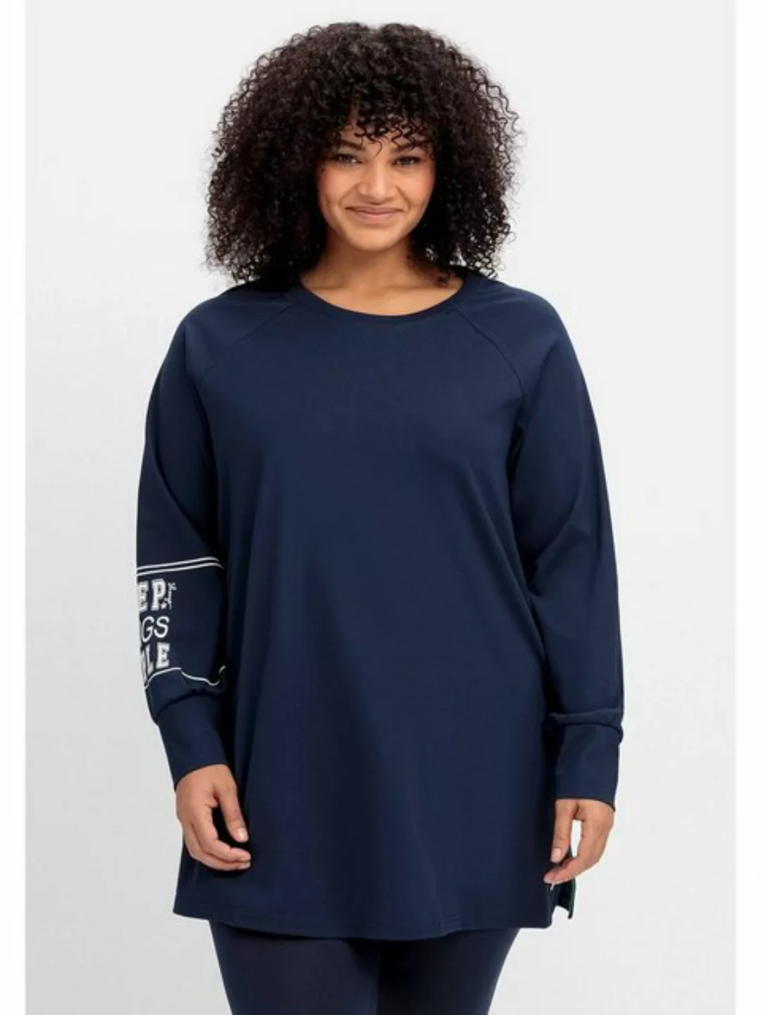 Sheego Sweatshirt "Große Größen", aus Funktionsmaterial, mit Ärmeldruck günstig online kaufen