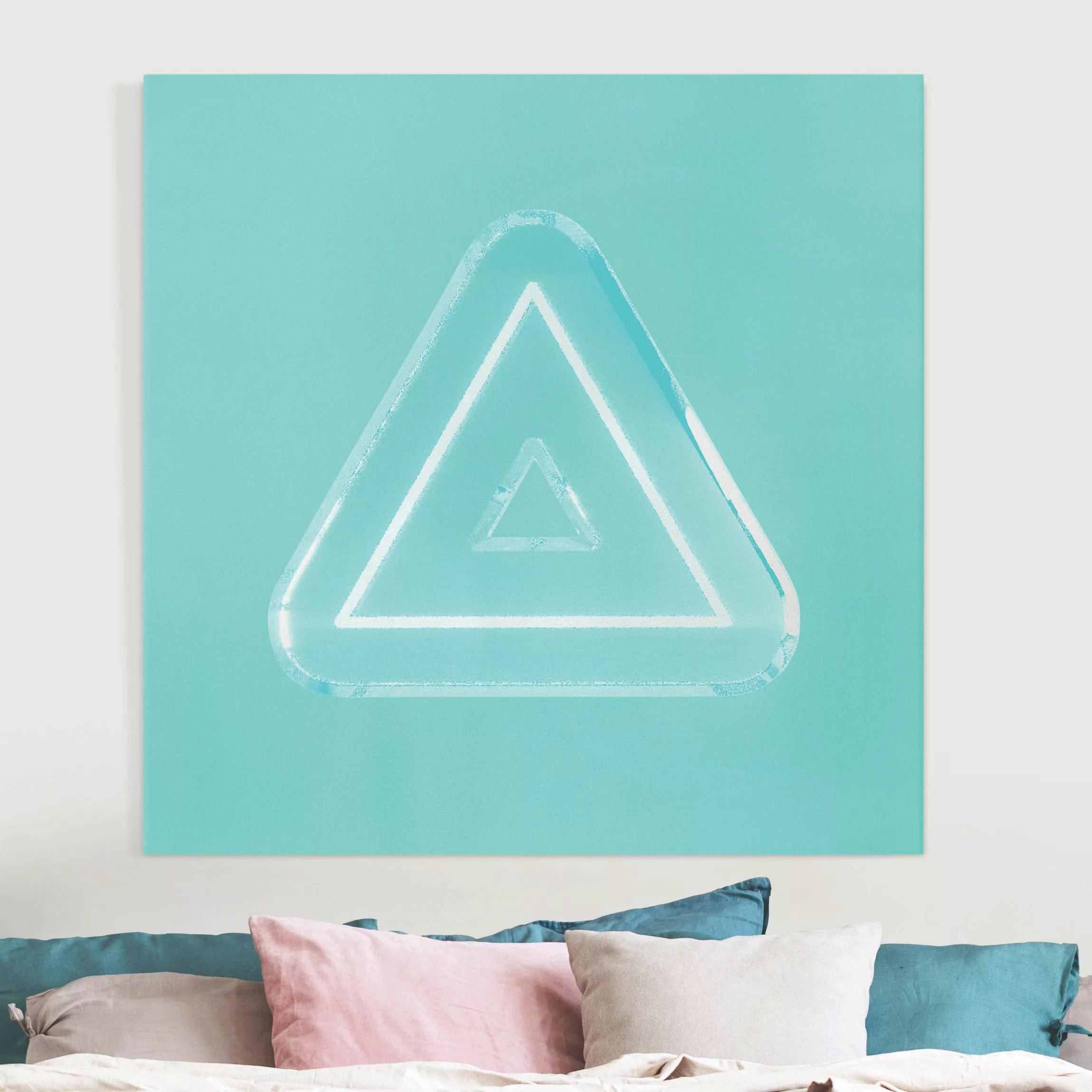 Leinwandbild Neon Gamer Symbol Dreieck günstig online kaufen