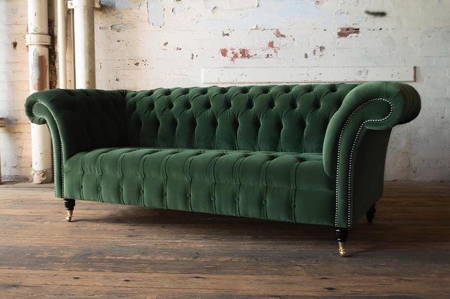 Xlmoebel Sofa Neu Grüne 3-Sitzer Polster Chesterfield Couch Sofa Sitzgarnit günstig online kaufen