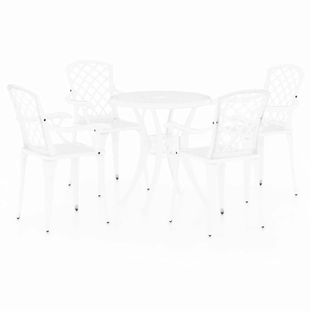 5-tlg. Bistro-set Aluminiumguss Weiß günstig online kaufen